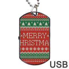 Merry Christmas  Pattern Dog Tag Usb Flash (two Sides) by artworkshop