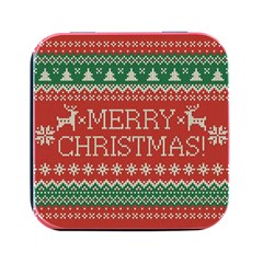 Merry Christmas  Pattern Square Metal Box (black) by artworkshop