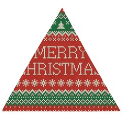 Merry Christmas  Pattern Wooden Puzzle Triangle by artworkshop