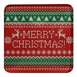 Merry Christmas  Pattern Square Glass Fridge Magnet (4 pack) Front