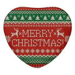 Merry Christmas  Pattern Heart Glass Fridge Magnet (4 Pack) by artworkshop