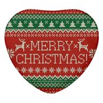 Merry Christmas  Pattern Heart Glass Fridge Magnet (4 pack) Front