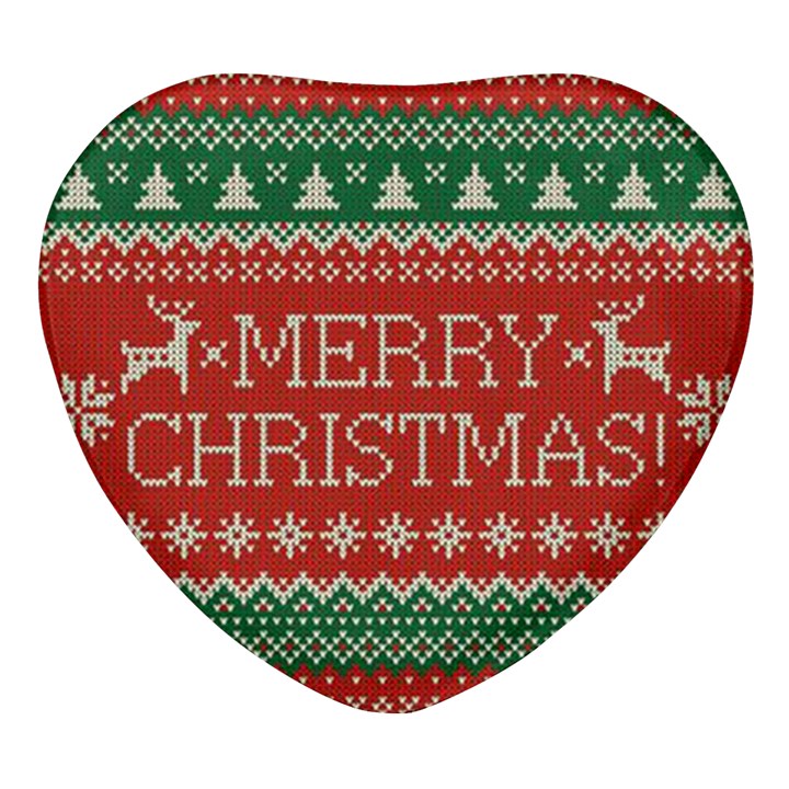 Merry Christmas  Pattern Heart Glass Fridge Magnet (4 pack)