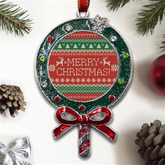 Merry Christmas  Pattern Metal X mas Lollipop With Crystal Ornament by artworkshop