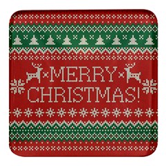 Merry Christmas  Pattern Square Glass Fridge Magnet (4 Pack) by artworkshop