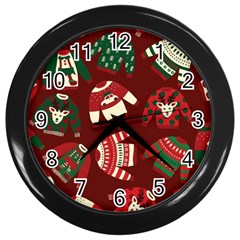 Ugly Sweater Wrapping Paper Wall Clock (black) by artworkshop