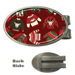 Ugly Sweater Wrapping Paper Money Clips (oval)  by artworkshop