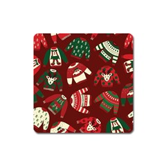 Ugly Sweater Wrapping Paper Square Magnet by artworkshop