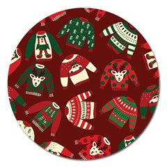 Ugly Sweater Wrapping Paper Magnet 5  (round) by artworkshop