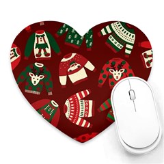 Ugly Sweater Wrapping Paper Heart Mousepad by artworkshop