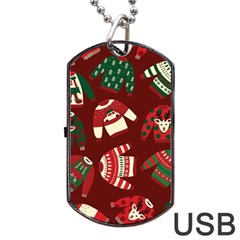 Ugly Sweater Wrapping Paper Dog Tag Usb Flash (one Side) by artworkshop