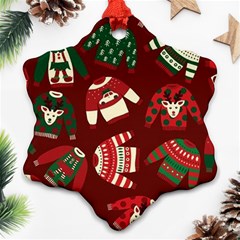 Ugly Sweater Wrapping Paper Snowflake Ornament (two Sides) by artworkshop