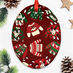 Ugly Sweater Wrapping Paper Oval Filigree Ornament (two Sides) by artworkshop