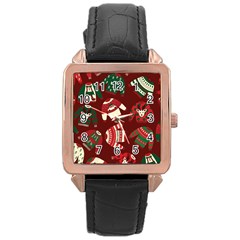 Ugly Sweater Wrapping Paper Rose Gold Leather Watch  by artworkshop