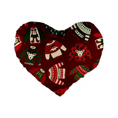 Ugly Sweater Wrapping Paper Standard 16  Premium Flano Heart Shape Cushions by artworkshop