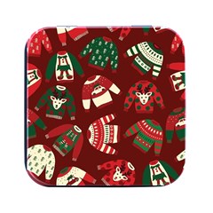 Ugly Sweater Wrapping Paper Square Metal Box (black) by artworkshop