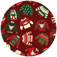 Ugly Sweater Wrapping Paper Wooden Puzzle Round by artworkshop