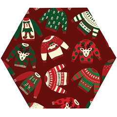 Ugly Sweater Wrapping Paper Wooden Puzzle Hexagon by artworkshop