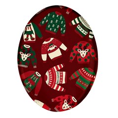 Ugly Sweater Wrapping Paper Oval Glass Fridge Magnet (4 Pack)