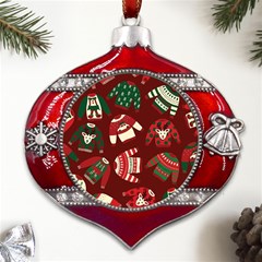 Ugly Sweater Wrapping Paper Metal Snowflake And Bell Red Ornament