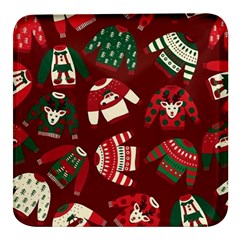 Ugly Sweater Wrapping Paper Square Glass Fridge Magnet (4 Pack)