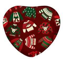 Ugly Sweater Wrapping Paper Heart Glass Fridge Magnet (4 Pack)