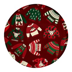 Ugly Sweater Wrapping Paper Round Glass Fridge Magnet (4 Pack)