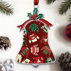 Ugly Sweater Wrapping Paper Metal Holly Leaf Bell Ornament