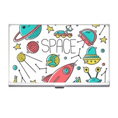 Space Cosmos Seamless Pattern Seamless Pattern Doodle Style Business Card Holder by Hannah976