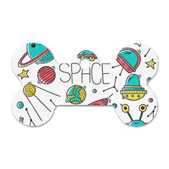 Space Cosmos Seamless Pattern Seamless Pattern Doodle Style Dog Tag Bone (two Sides) by Hannah976