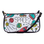 Space Cosmos Seamless Pattern Seamless Pattern Doodle Style Shoulder Clutch Bag Front