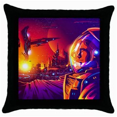 Far Future Human Colonization Throw Pillow Case (black) by Hannah976