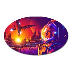 Far Future Human Colonization Oval Magnet by Hannah976