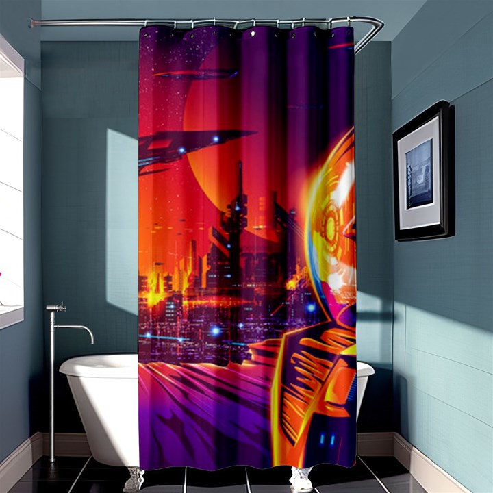 Far Future Human Colonization Shower Curtain 36  x 72  (Stall) 