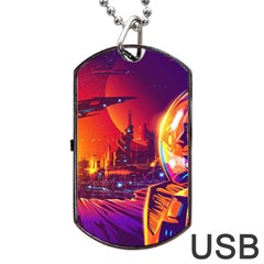 Far Future Human Colonization Dog Tag Usb Flash (two Sides) by Hannah976