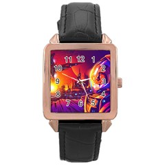 Far Future Human Colonization Rose Gold Leather Watch  by Hannah976