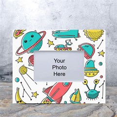 Space Cosmos Seamless Pattern Seamless Pattern Doodle Style White Tabletop Photo Frame 4 x6  by Hannah976