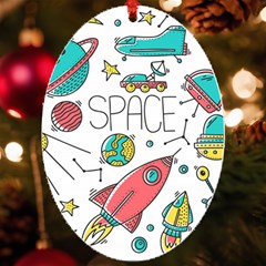 Space Cosmos Seamless Pattern Seamless Pattern Doodle Style Uv Print Acrylic Ornament Oval by Hannah976