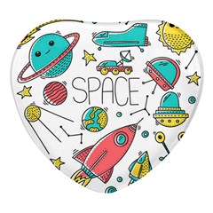 Space Cosmos Seamless Pattern Seamless Pattern Doodle Style Heart Glass Fridge Magnet (4 Pack) by Hannah976