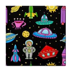 Seamless Pattern With Space Objects Ufo Rockets Aliens Hand Drawn Elements Space Tile Coaster by Hannah976