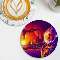 Far Future Human Colonization Uv Print Round Tile Coaster by Hannah976