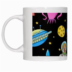 Seamless Pattern With Space Objects Ufo Rockets Aliens Hand Drawn Elements Space White Mug by Hannah976