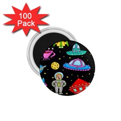 Seamless Pattern With Space Objects Ufo Rockets Aliens Hand Drawn Elements Space 1 75  Magnets (100 Pack)  by Hannah976