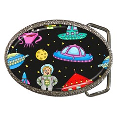 Seamless Pattern With Space Objects Ufo Rockets Aliens Hand Drawn Elements Space Belt Buckles by Hannah976