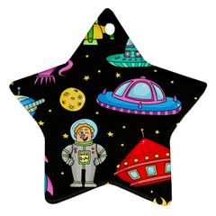 Seamless Pattern With Space Objects Ufo Rockets Aliens Hand Drawn Elements Space Star Ornament (two Sides) by Hannah976