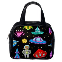 Seamless Pattern With Space Objects Ufo Rockets Aliens Hand Drawn Elements Space Classic Handbag (one Side) by Hannah976