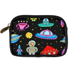 Seamless Pattern With Space Objects Ufo Rockets Aliens Hand Drawn Elements Space Digital Camera Leather Case by Hannah976