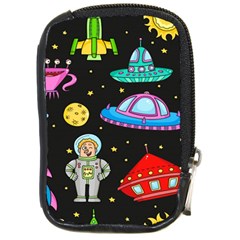 Seamless Pattern With Space Objects Ufo Rockets Aliens Hand Drawn Elements Space Compact Camera Leather Case by Hannah976