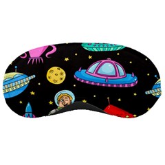 Seamless Pattern With Space Objects Ufo Rockets Aliens Hand Drawn Elements Space Sleep Mask by Hannah976