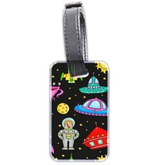 Seamless Pattern With Space Objects Ufo Rockets Aliens Hand Drawn Elements Space Luggage Tag (two Sides) by Hannah976